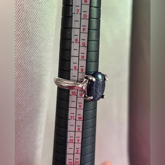 Blue Sandstone Gemstone in a Stainless Steel Ring size 9.5 - Picture 3 of 5